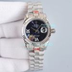 Swiss Clone Rolex Datejust Black Marble Dial Ladies Watch 28MM President Band